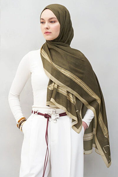 Madame Polo Belt Pattern Tencel Shawl - Green