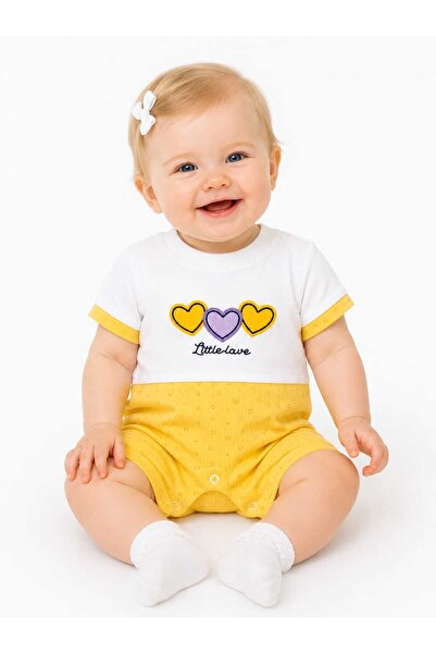 OUTLET Baby Girl Patterned Short Sleeve Shorts Jumpsuit