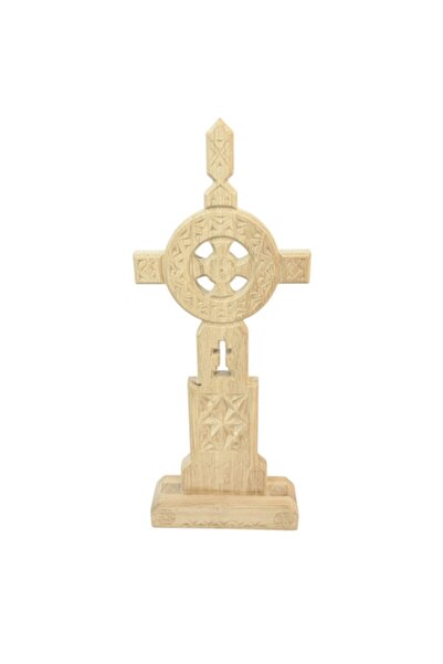 OrnamentArt Cruce ortodoxă din lemn, model rumânesc, lemn natural, 420 x 170 mm