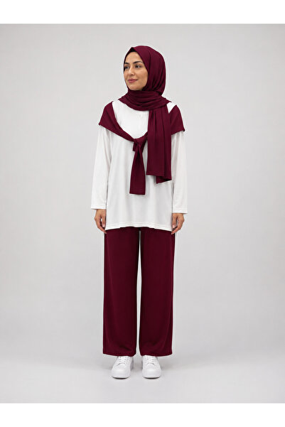 Trendline Women's Modal Fabric Stretchy Hijab Scarf Set with Top and Bottom P...