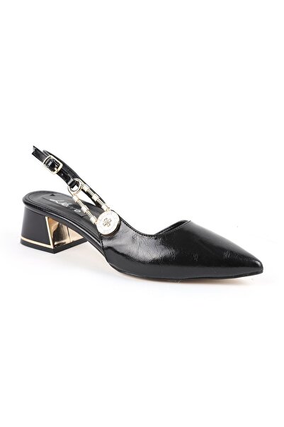 Libero Women's Patent Leather Heeled Shoes Pointed Toe Buckle Detailed Thick ...
