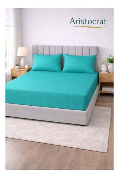 Aristocrat 3-Piece Striped Microfiber Fitted Sheet Set King 180x200cm – Soft ...