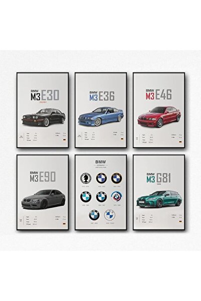 ESSESORIES XUPUE BMW M3 Collection Posters 6PCS BMW E30 E36 E46 E90 Poster Wa...