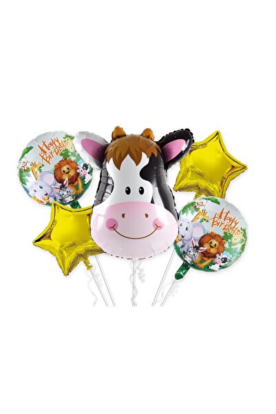 MP Mirific Party Set de 5 baloane metalice, figurină vacă, multicolor