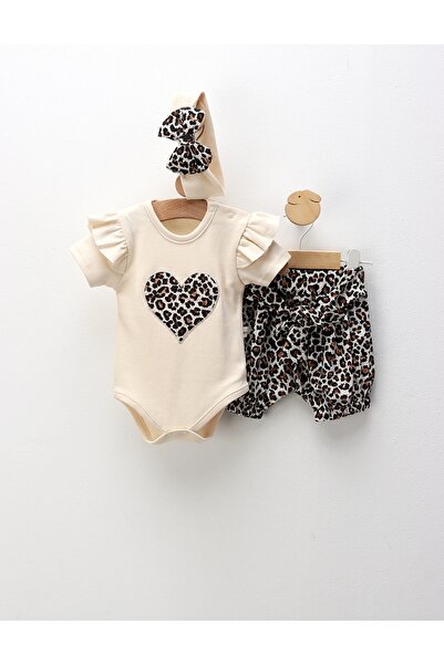 MiniKids Costumas de vara, 3 piese, leopard, crem