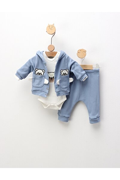 MiniKids Set 3 piese, Let s Play Bear, cu albastru