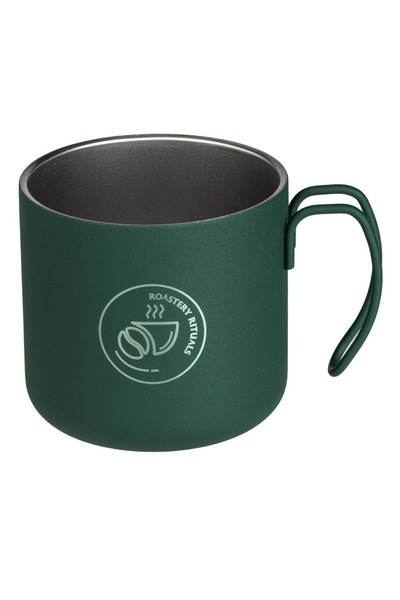 Z Store Cană metalică verde mată cu imprimeu 'Roastery Rituals', 350ml