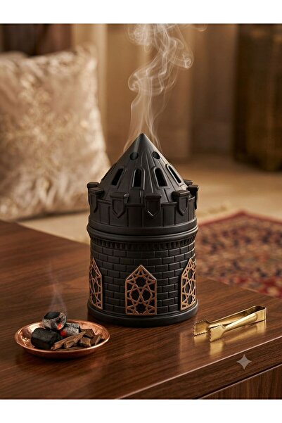 BAKHOR Vintage Castle Design Bakhoor Burner - Matte Black Oud Incense Holder