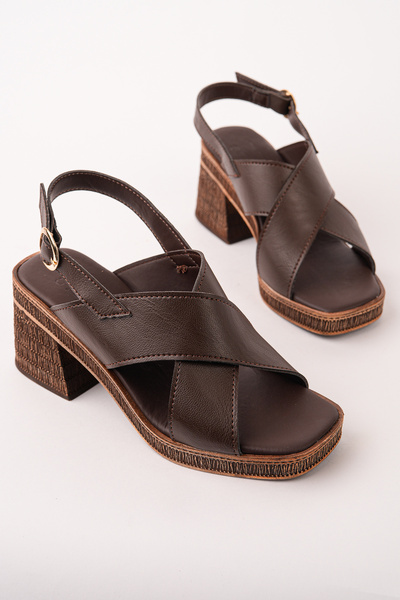 Ymn ayakkabı Alven Women's Brown Ankle Strap Cross-Strap Comfortable & Lightw...