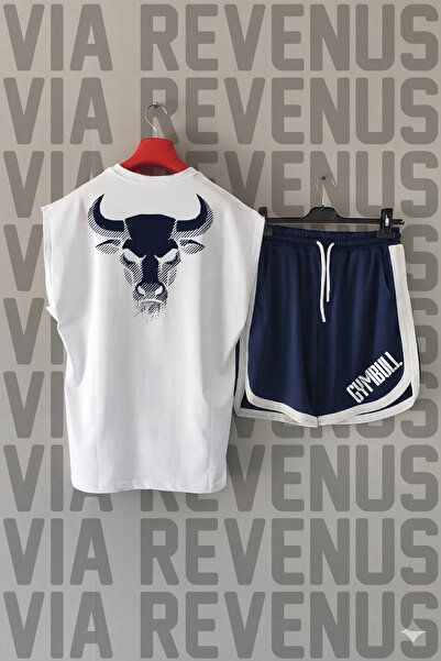 Vordevia Boğa Printed Zero Sleeve Sports Tshirt and Shorts Sports Training Set