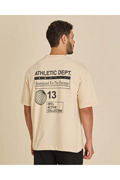REDTAG Men Beige Printed T-Shirt