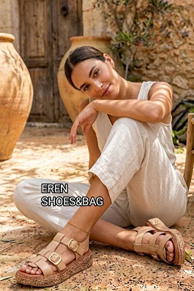 Venüs 26322547 Eren Shoes&Bag Genuine Leather Flat Heeled Thick Soled Comfort...