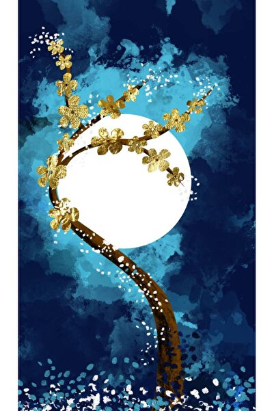 Persona Tablou Canvas, Crenguta Cu Flori Si Luna Plina- 100 X 70 cm