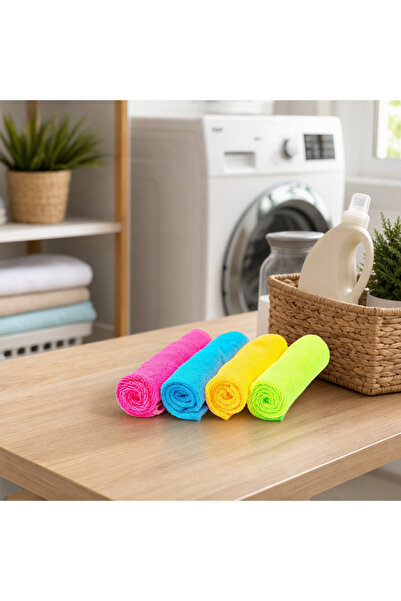 Vivendo Set 4 Lavete din Microfibra 30x30 cm Multicolor Roz Albastru Galben V...