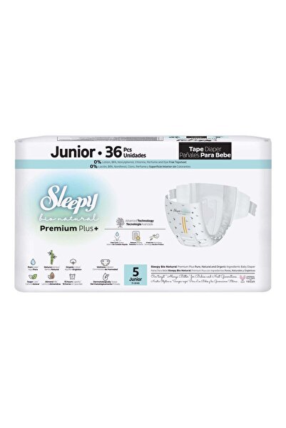 Sleepy Scutece bebeluși BIO PREMIUM - mărimea 5 Junior, 11-18kg, 36 bucăți