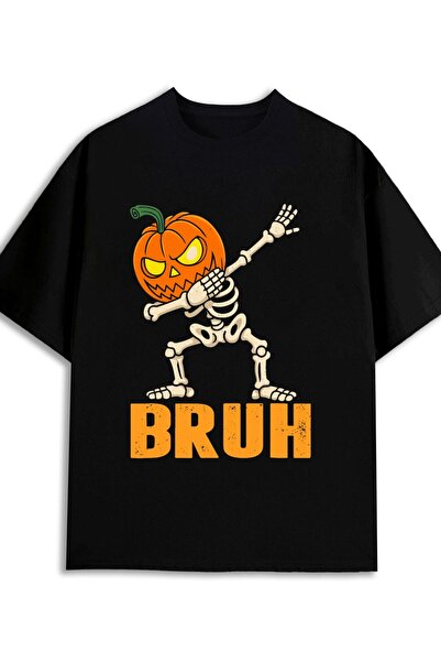 LİNA06 تي شيرت رجالي مضحك بطبعة "Pumpkin Dabbing Bruh" - قطن 100% بوزن 180 جر...