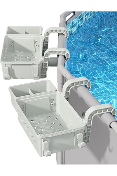 Arabest 2 PCS 2025 Upgraded Poolside Storage Baskets with Dual Cup Holders an...