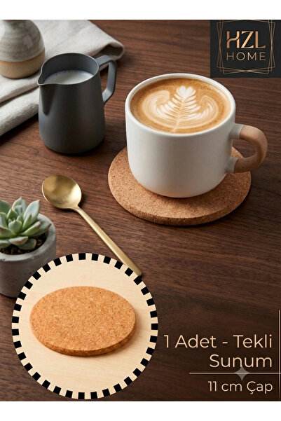 HZL HOME Doğal Mantar Nihale Bardak Altlığı - 1 Adet Tekli Kahve Sunumu (11 c...
