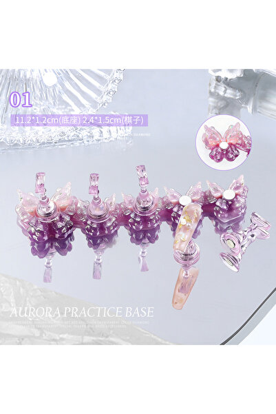 Choice Pink Purple 5pcs/set Aurora Gradient Butterfly Nail Stand Magnetic Fal...