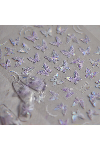 Choice6 1pcs Shiny Butterfly Nail Parts Sticker 5D Shell Light Nail Art Stick...