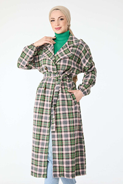 TOFİSA Belted Cashmere Coat - 27736-Pudra