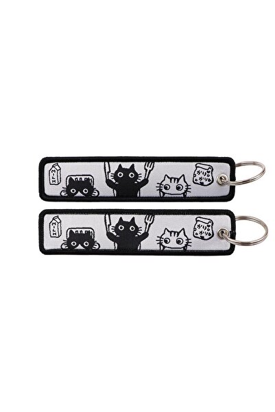 Choice1 16 Cute Cat Embroidery Key Tag Cartoon Animals Keychains For Women Me...