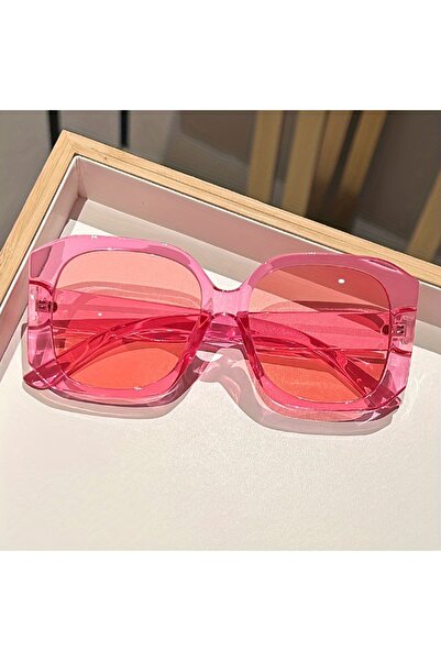 Choice4 Pink Oversized Geometric Square Sunglasses Retro Trendy Street Style ...