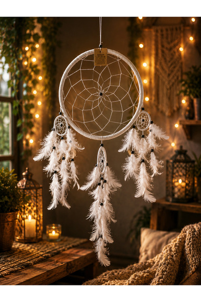 Larenya Dream Catcher Düş Kapanı Duvar Süsü Bohem Dekoratif El Yapımı