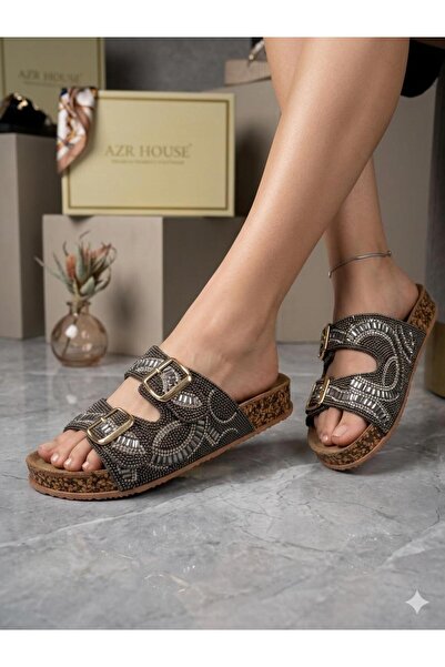 AZR New Season Stone and Bead Detailed Orthopedic Slippers