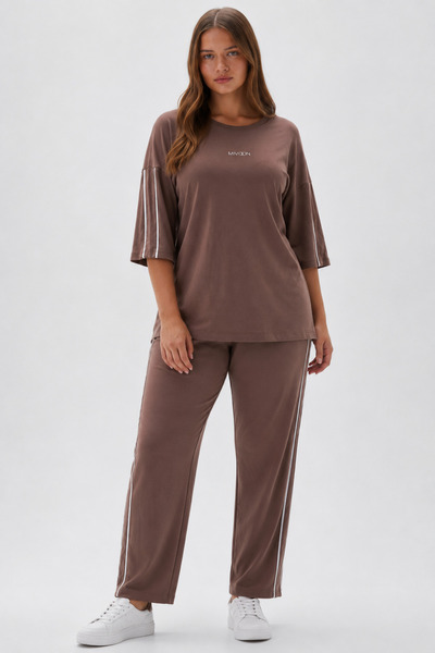 Talvien Oşho Modal Fabric Large Size Short Sleeve Double Ribbed Breathable So...