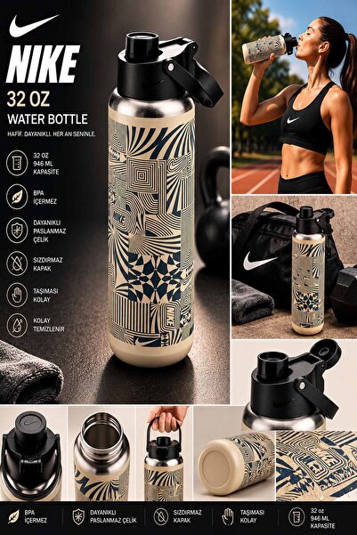 Nike Suluk 32 oz (946 ml) Özel Desenli Paslanmaz Çelik Sporcu Matarası