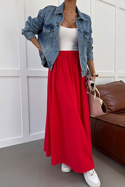 mylove Lined Elastic Waist Skirt Red