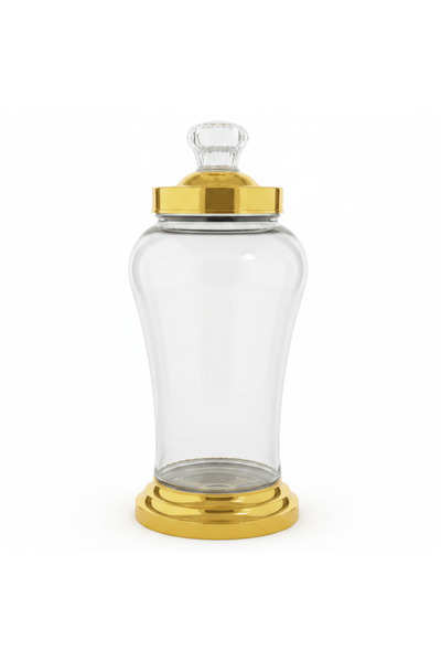 AKDC Elegant Glass Candy Jar with Golden Base & Lid — 3000 ml