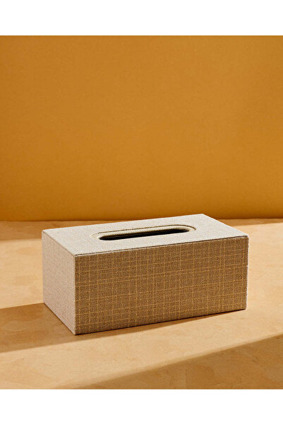 REDTAG Beige Linen Textured Tissue Box 10.8H x 26.5L x 14.5W Cm