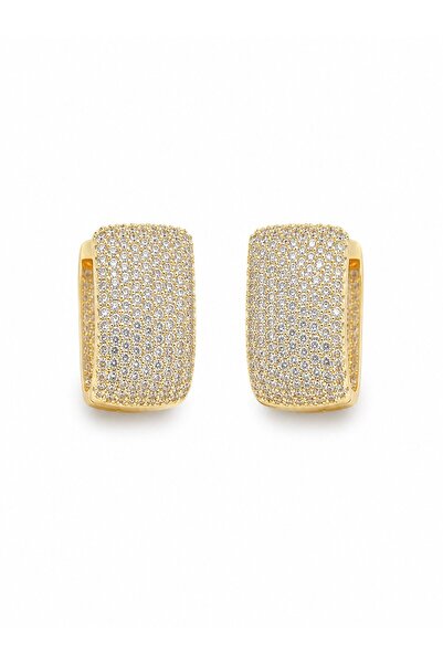 serelya Gold Color Full Zircon Stone Square Hoop Women's Earrings