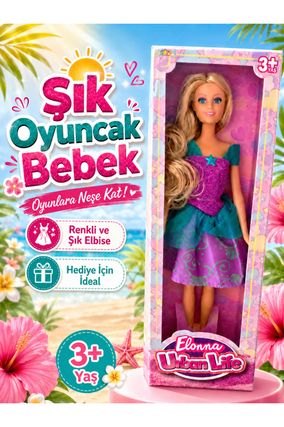 HALLEY Şık Oyuncak Bebek - Renkli Şık Elbiseli Uzun Saçlı Prenses Bebek - 3 Y...