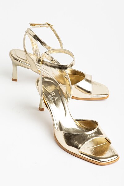Hayalimdeki Ayakkabı Luumi Cross-Strapped Gold Patent Leather Single-Strapped...