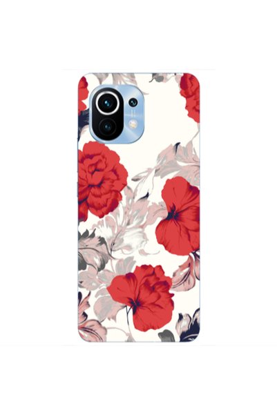 Other Xiaomi Mi 11 Red Flowers Transparent Silicone TPU Θήκη