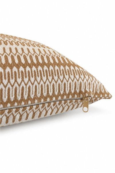 Typoniq Attitude Included Echo Premium Jacquard Woven Caramel Cushion Cover 43X43 cm