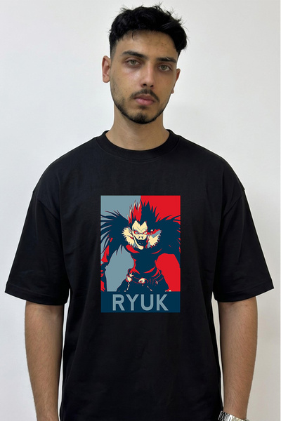 Anetos Ryuk_1 Design Printed Oversize Black T-Shirt
