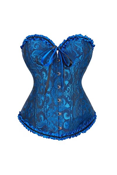 Mournbelle Vintage / Victorian Mavi Lacivert Fırfırlı Korse