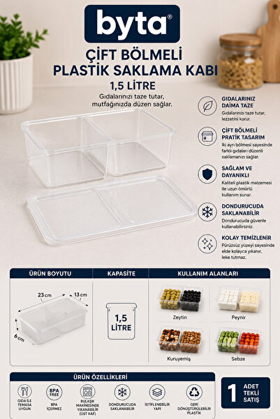 BYTA Derin Dondurucu Saklama Kabı 1,5 Litre Çok Amaçlı Kullanıma Uygun