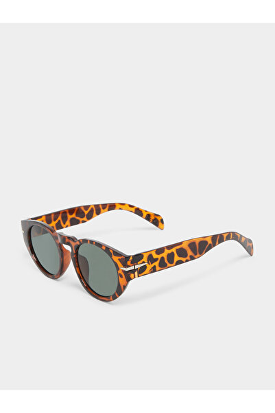 Styli Tortoise Frame Round Sunglasses
