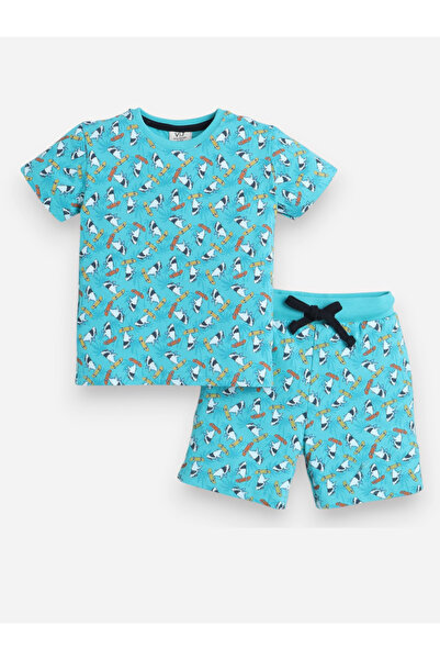 Victor and Jane By Styli Boys All-Over Print T-Shirt and Shorts Set