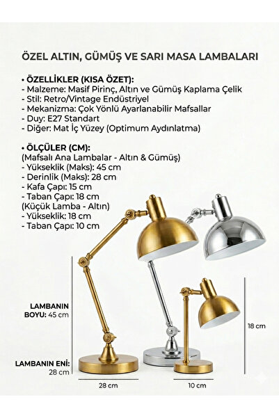 sfs elektrik MASA ÜSTÜ LAMBA 1 ADET DEKORATİF AMPUL GÖNDERİLMEZ. METAL