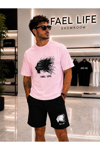 FAEL LİFE Unisex Wide-Let T-Shirt and Shorts Tiger Printed Set