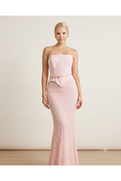 MISSY WINGS Pink Strapless Women's Graduation Evening Dress