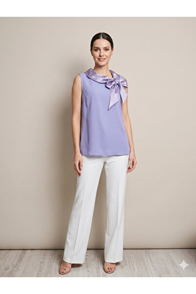 izmoda Organze Fiyonk Saten Kolsuz Bluz (Beden Tablosu Kontrol Ediniz)