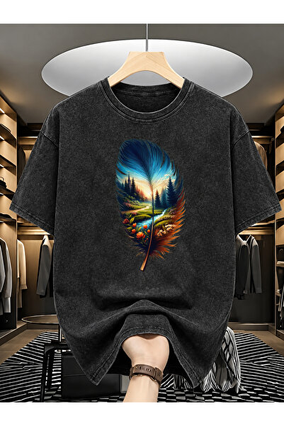 Pink Sky Μπλουζάκι Unisex Oversize με εφέ ξεβαμμένου υφάσματος, Vintage Stree...