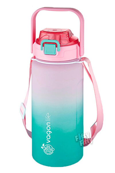 Vagonlife 1500 ml Tritan Single Lid Dual Use Straw Comfortable Drinking Motiv...